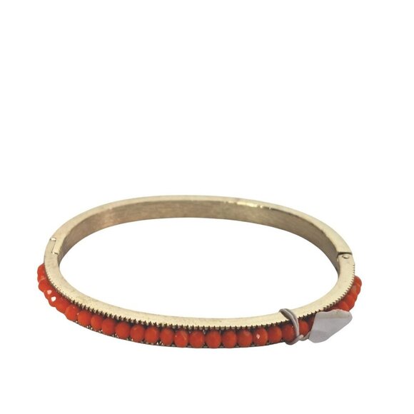 Charming Charlie Orange Gold Faceted Stone Bangle Bracelet - Picture 3 of 8